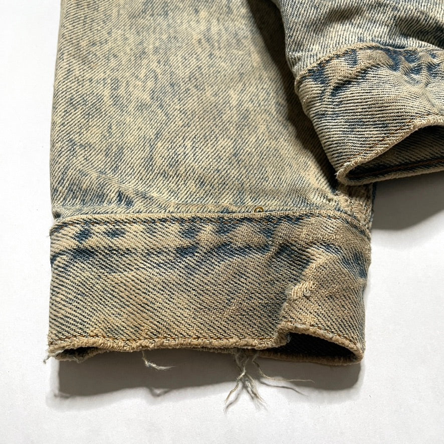 Levis Light Wash Vintage Denim Jacket Heavily Worn Distressed Acid Faded Mens L