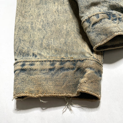Levis Light Wash Vintage Denim Jacket Heavily Worn Distressed Acid Faded Mens L