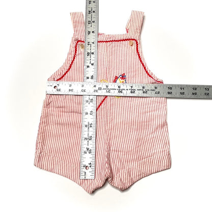 Horsey Appliqué Red Pinstripe Overalls 6-9M