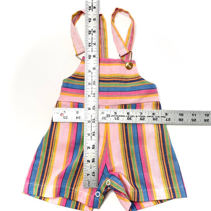 Colorful Striped Pink Linen Overalls 6-9M