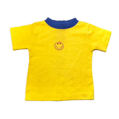 Smiley Face Embroidery Yellow Ringer Tee 4T