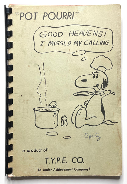 Snoopy & Peanuts "Pot Pourri" Cookbook - 60s Vintage Illustrated Spiral Bound Recipe Book