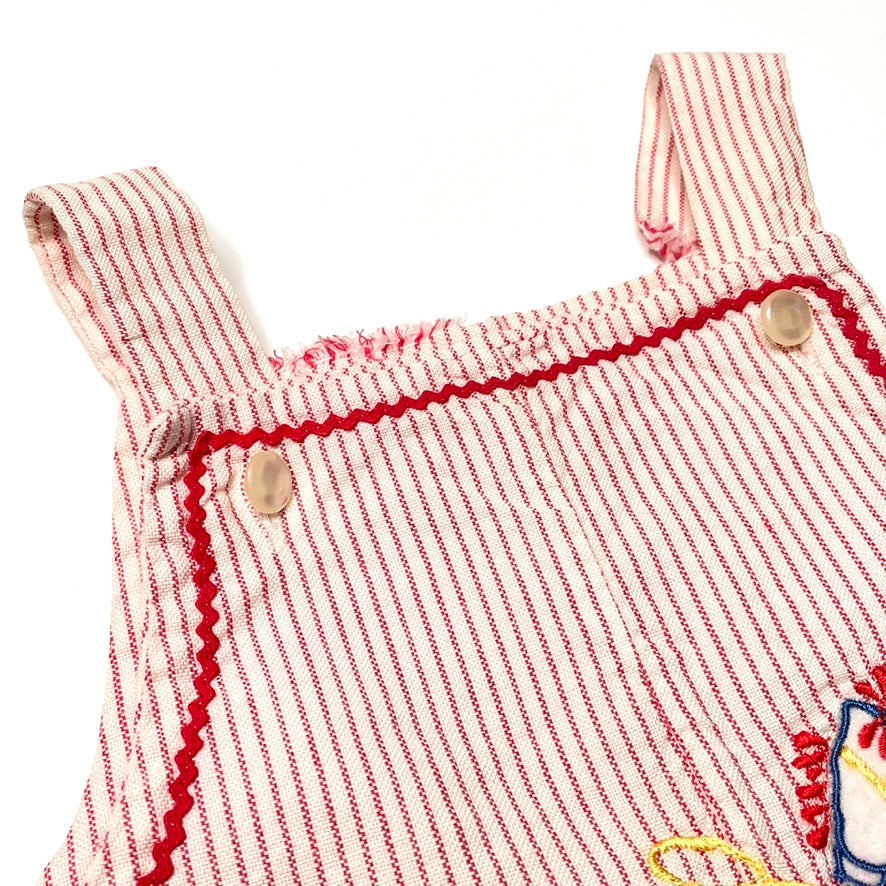 Horsey Appliqué Red Pinstripe Overalls 6-9M