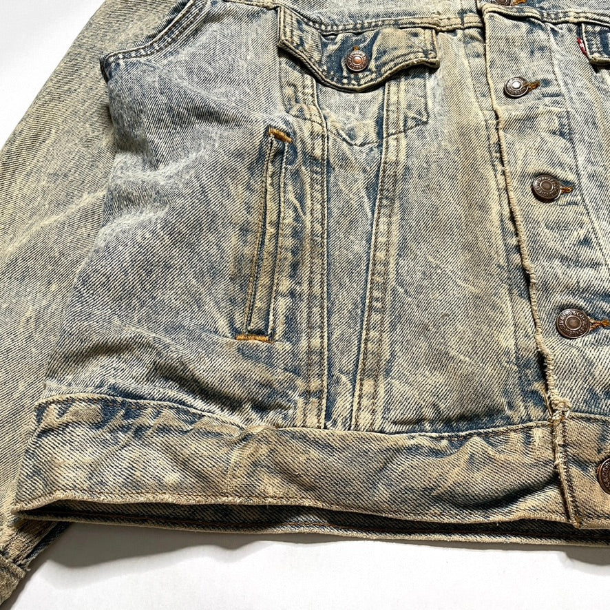 Levis Light Wash Vintage Denim Jacket Heavily Worn Distressed Acid Faded Mens L