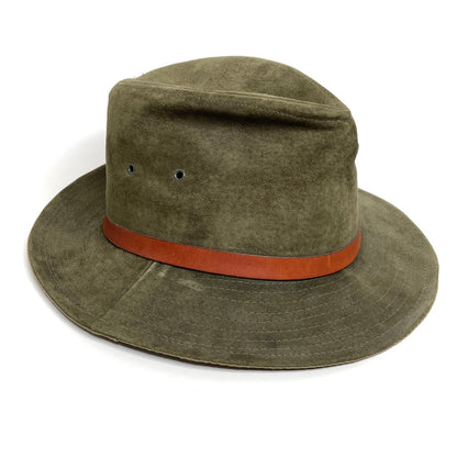 Leather Suede Trail Hiking Hat Outdoor Vintage American Eagle Mens M Army Green