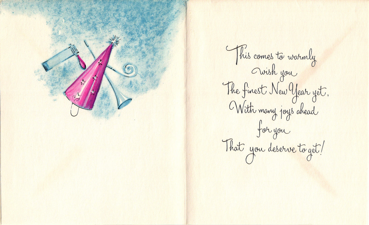 New Years - Helicopter Message - Vintage Greeting Card