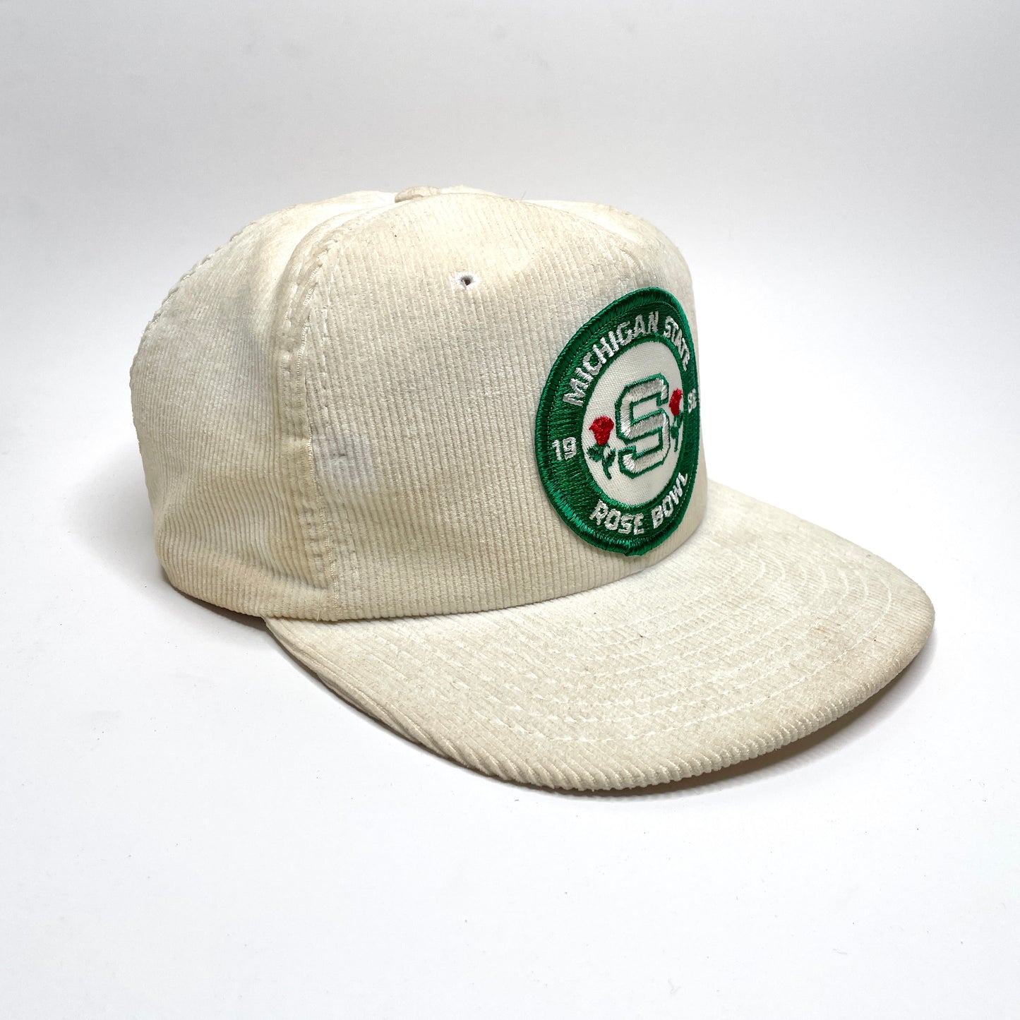 Michigan State Rose Bowl 1988 Corduroy Vintage Snapback Hat - White