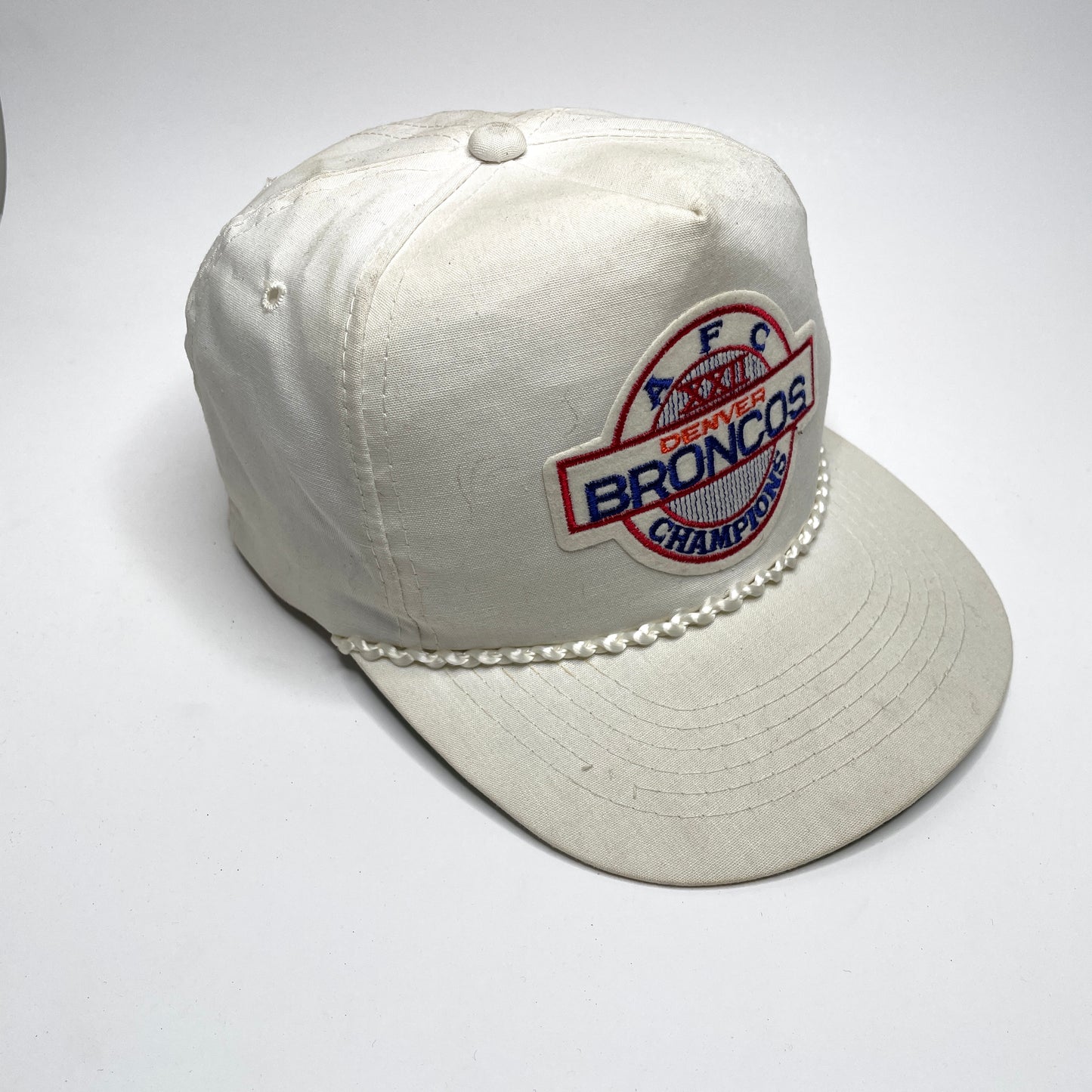 Denver Broncos AFC Champions 1987 Vintage Rope Snapback Hat - White